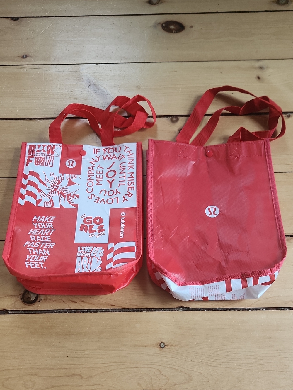 Lululemon 9x12 Red Reusable Tote Bag Duo